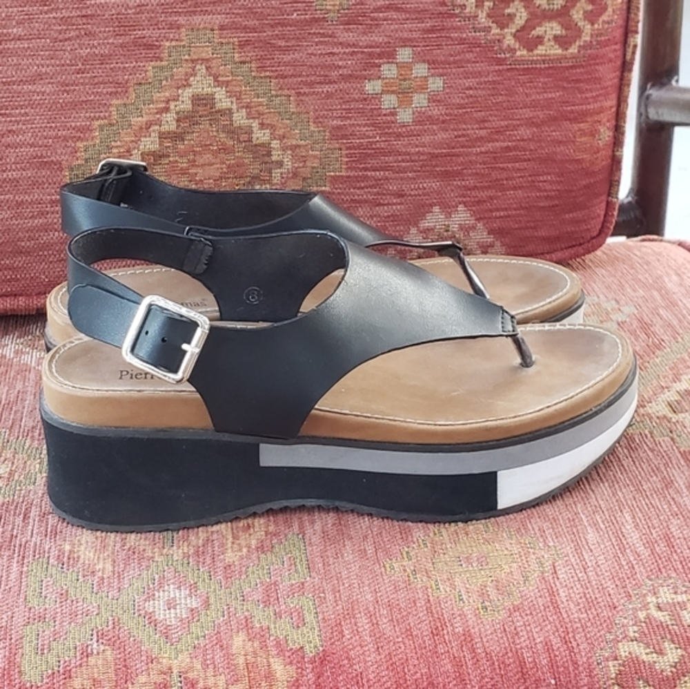 Pierre Dumas Black‎ Wedge Sandal - Picture 2 of 7